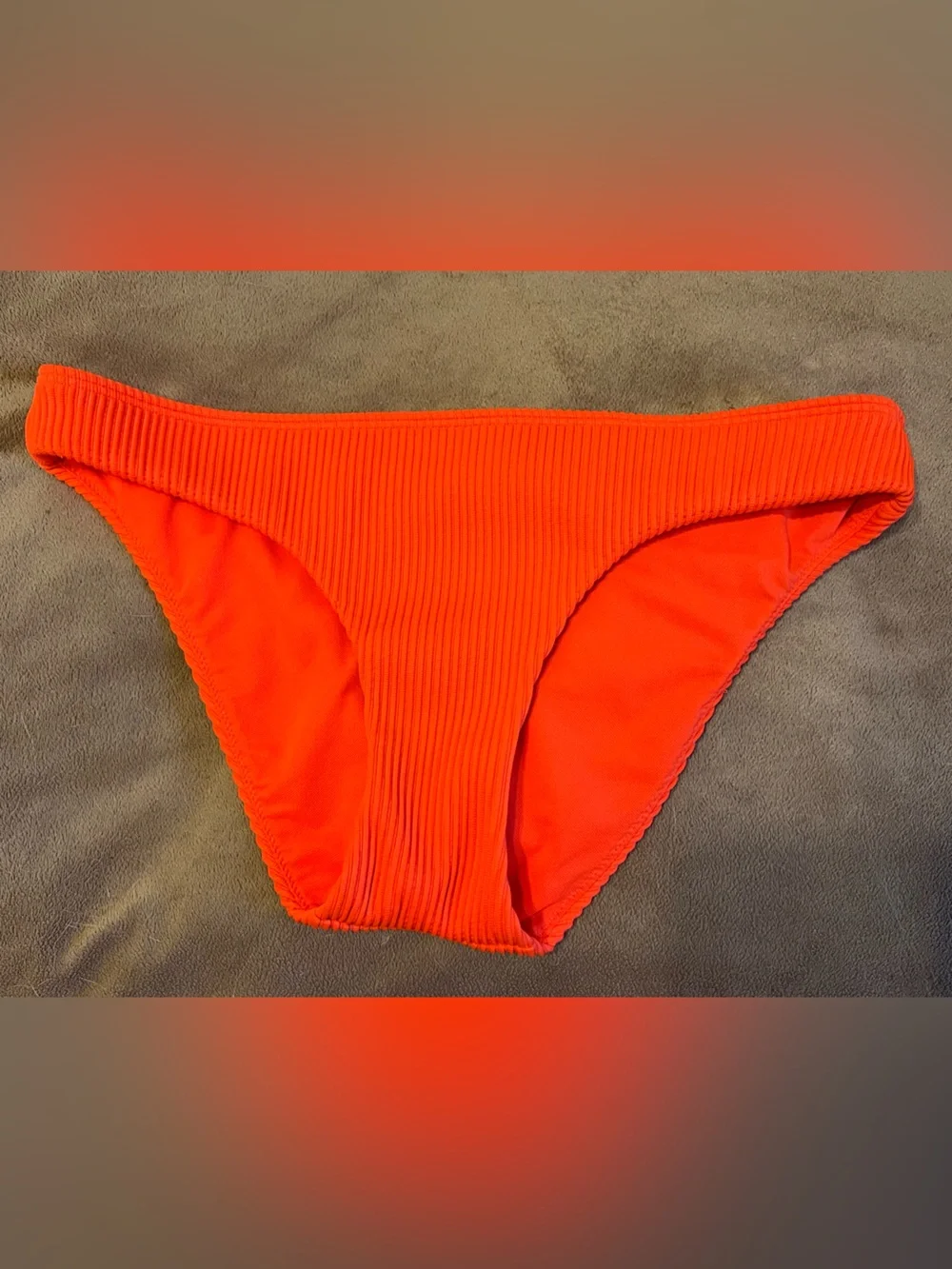 Hollister Women's Bikini Swim Bottom Ribbed Neon Orange/Coral Size Small NWOT